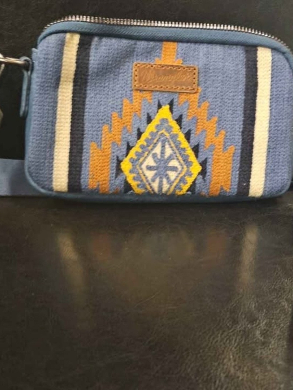 Wrangler Blue and Yellow Woven Wristlet